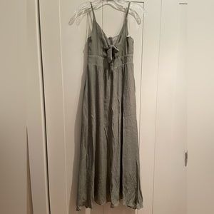 NEW; never worn. Green/sage maxi dress w/front tie.